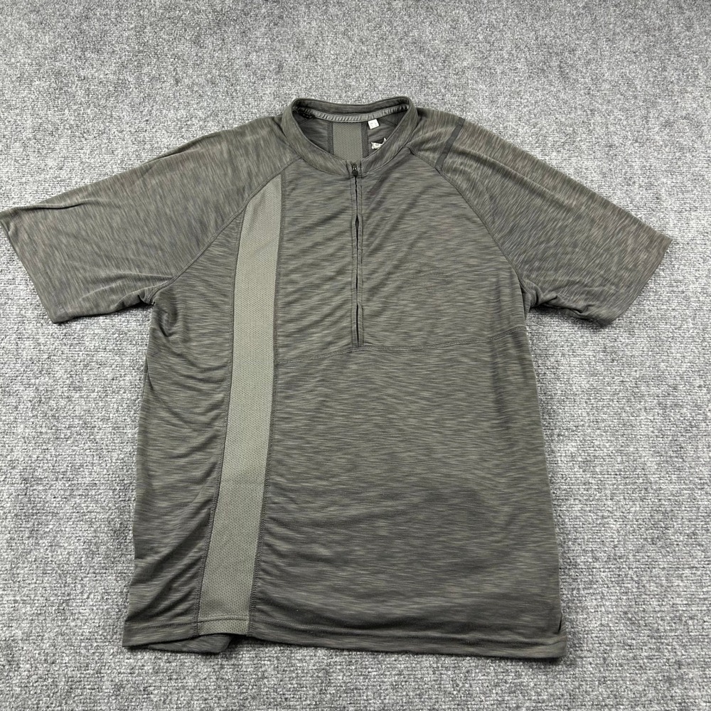 Club Ride Cycling Jersey Mens Large Gray Quarter Zip Short Sleeve Bike Shirt
